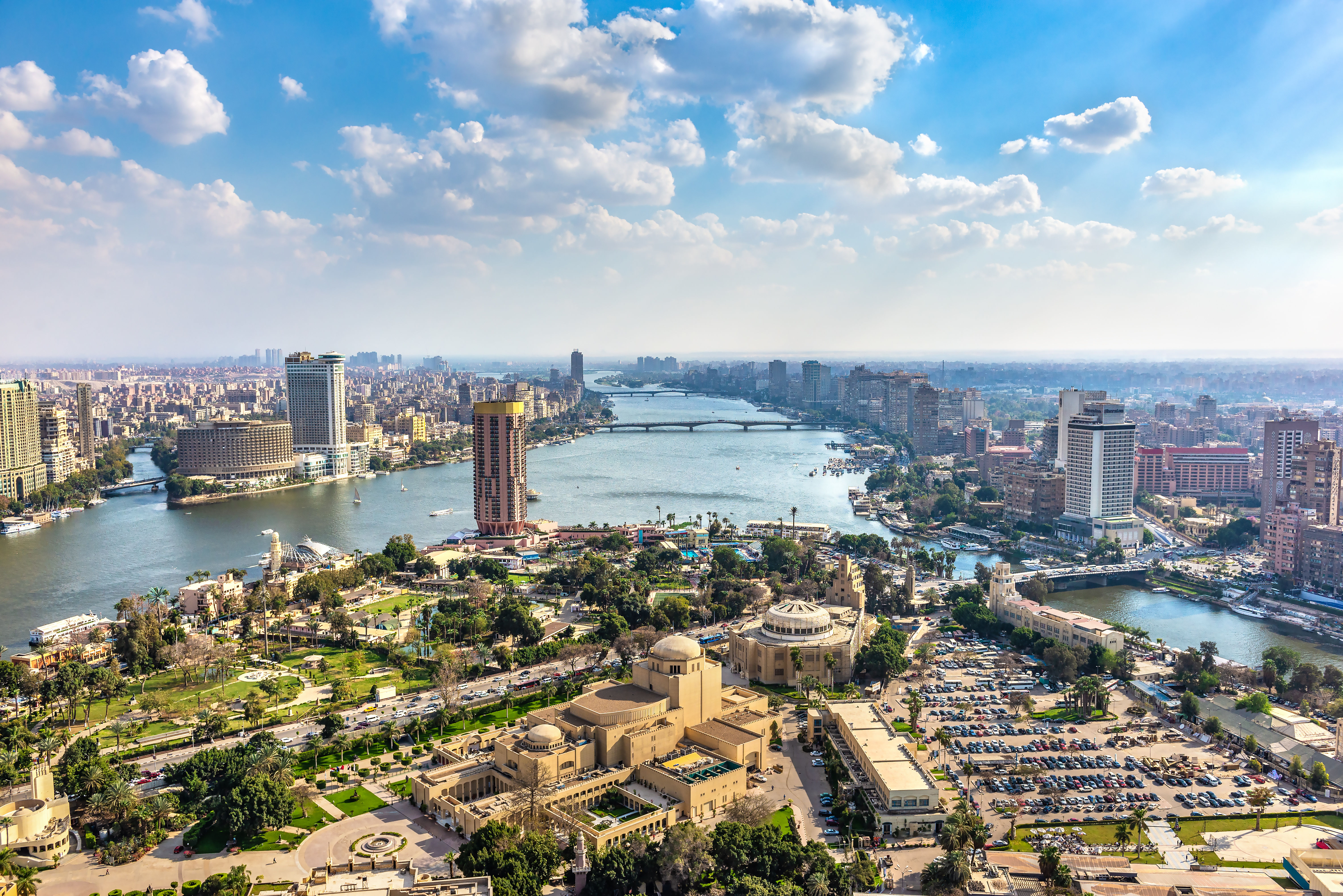 Aerial view of the cityscape of Cairo in Egypt.