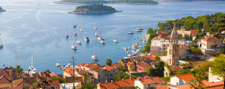 Beautiful view of harbor in Hvar town, Dalmatian Coast, Croatia