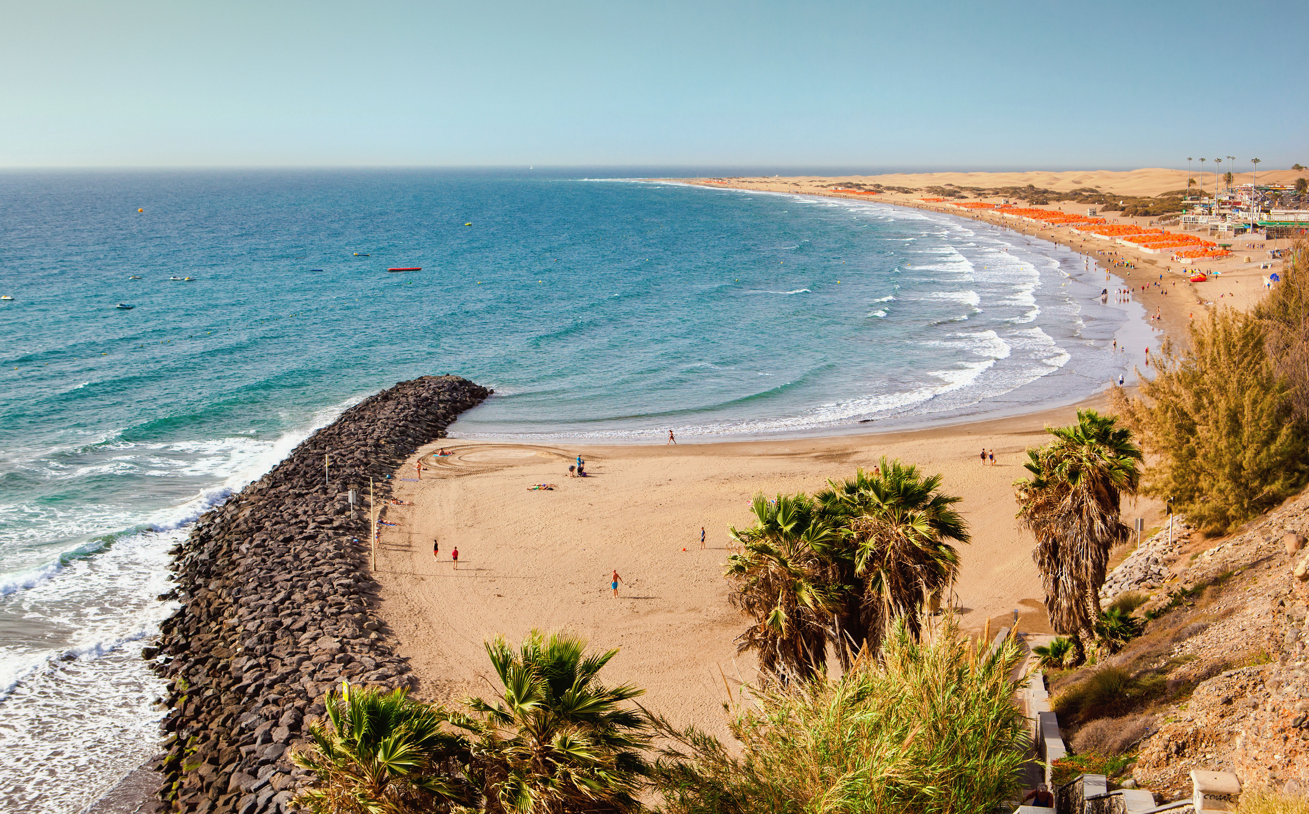 Sandy beach in Playa del Ingles, Gran Canaria, Canary Islands, Spain