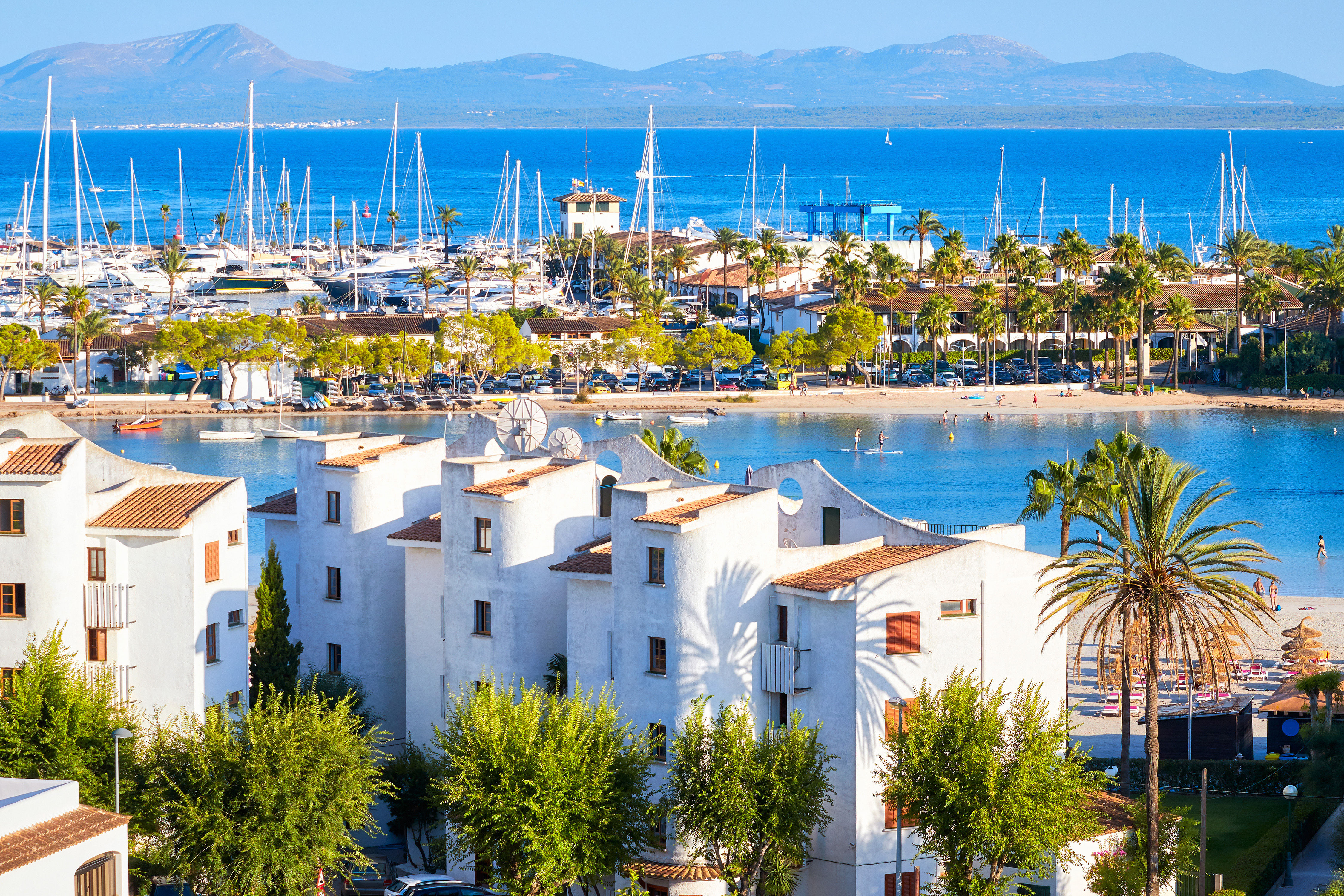 View of Alcudia, in the North of Mallorca, Balearic Islands, Spain.
