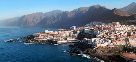 Aerial view of Los Gigantes cliffs, Tenerife, Canary Islands, Spain