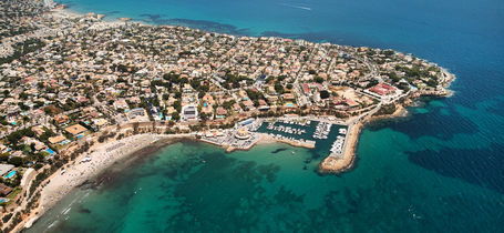 Aerial view of coastline at Cabo Roig, Costa Blanca, Spain