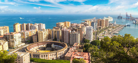Aerial view of Málaga, in Costa del Sol, Spain