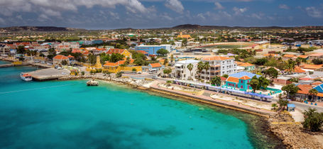 Bonaire, captured from Ship at  Kralendijk, the Capital of Bonaire, in the Caribbean Netherlands