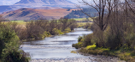 River landscape near Underberg in the Drakensberg Mountains in KwaZulu-Natal, South Africa