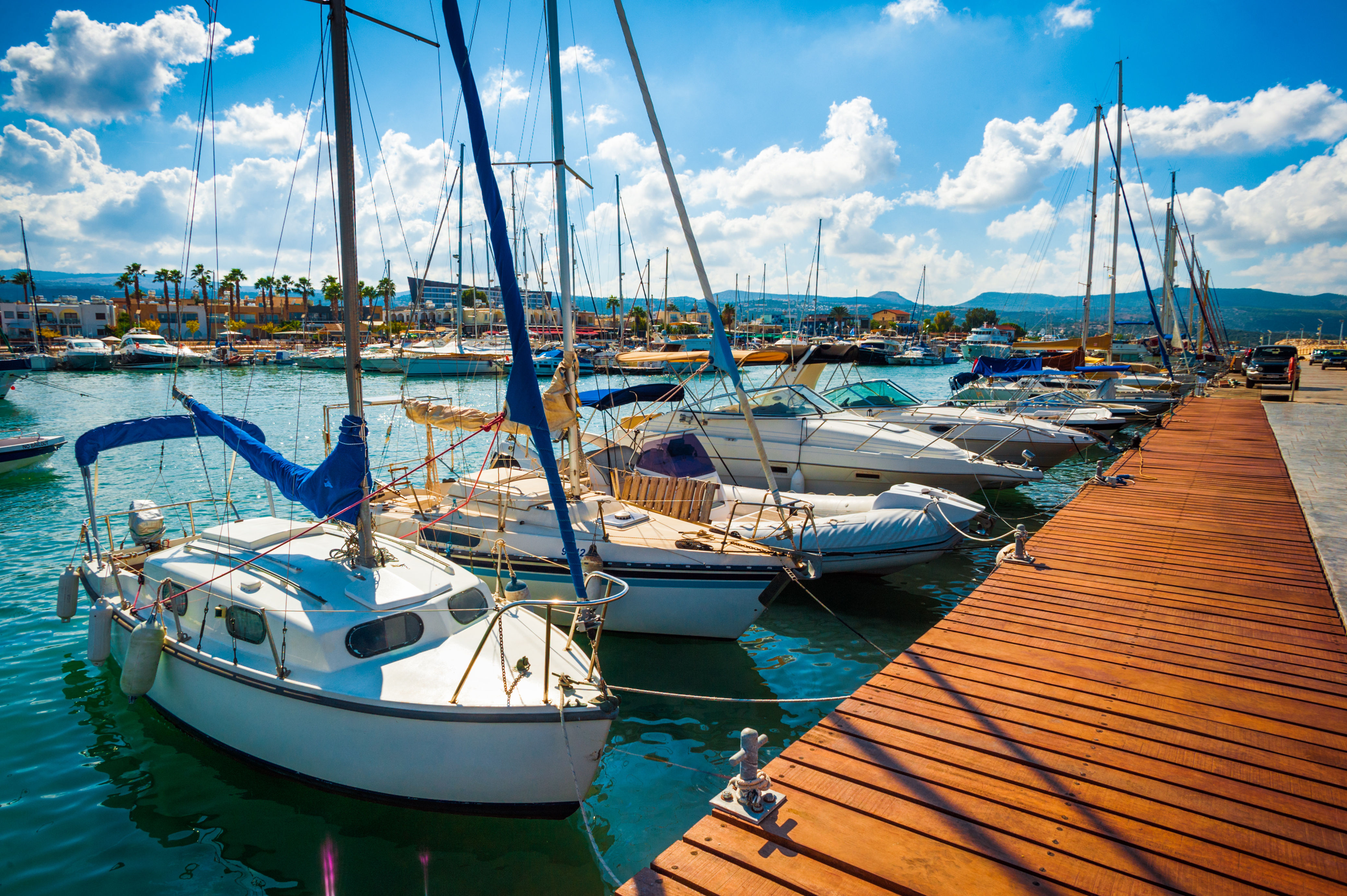 Pleasure boats in Paphos District, Cyprus