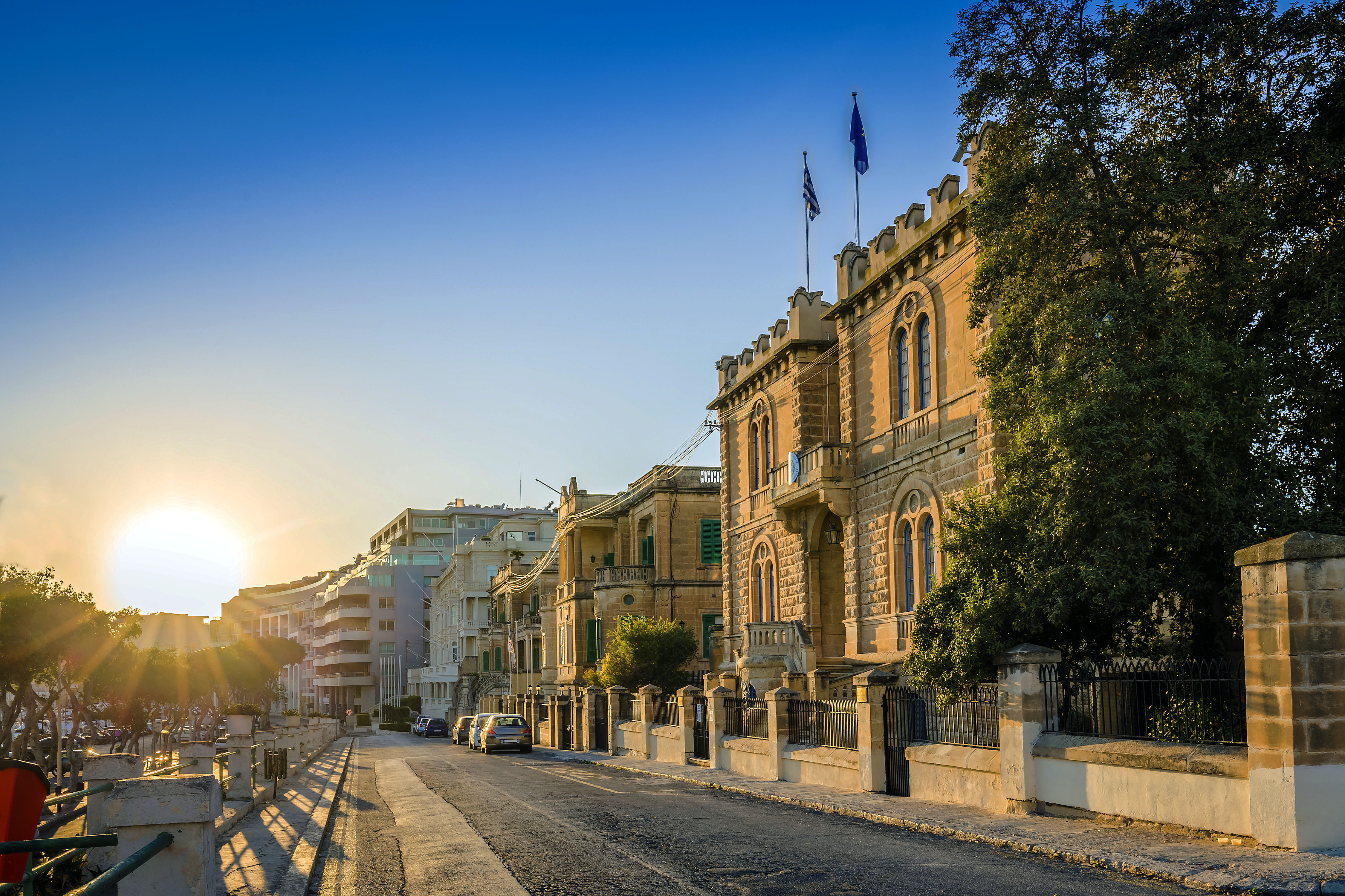 Sunset at the old streets of Msida in the Central region of Malta