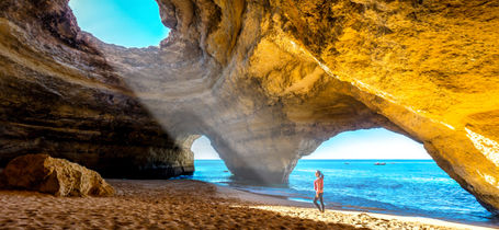 Amazing coastal caves in the Algarve region of Portugal