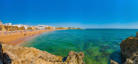 Albufeira beach view in the Algarve region of Portugal